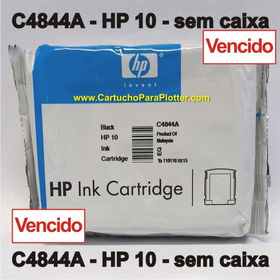 Cartucho HP 10 - Tinta Black (Preto) 69 ml - C4844A - Vencido