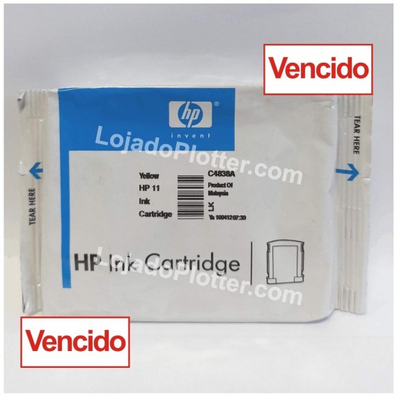 Cartucho HP 11 - Tinta Amarelo 28 ml - C4838A - Vencido