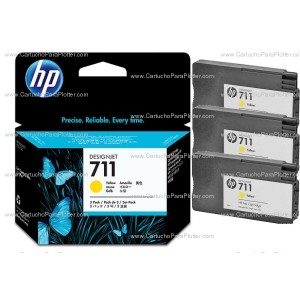 Cartucho HP 711 Pacote Triplo - Tinta Amarelo 29 ml - CZ136A