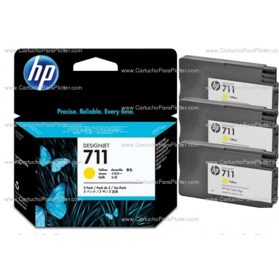 Cartucho HP 711 Pacote Triplo - Tinta Amarelo 29 ml - CZ136A