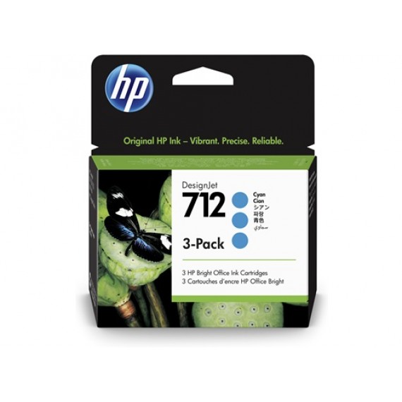 Cartucho HP 712 Pacote Triplo - Tinta Ciano 29 ml - 3ED77A