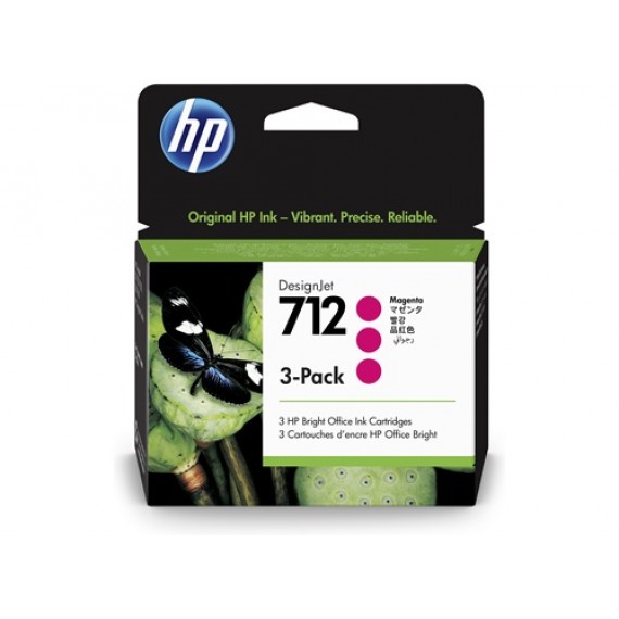 Cartucho HP 712 Pacote Triplo - Tinta Magenta 29 ml - 3ED78A