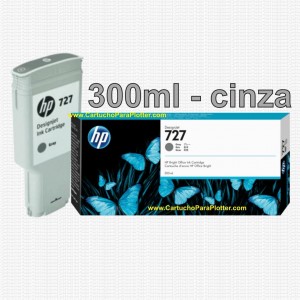 Cartucho HP 727 - Tinta Cinza (Gray) 300 ml - F9J80A para Plotter HP Designjet T920, T930, T1500, T1530, T2500 e T2530