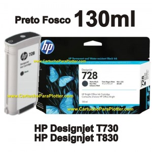 Cartucho de Tinta HP 728 - Preto Fosco 130 ml -3WX25A para Plotter HP T730 e T830