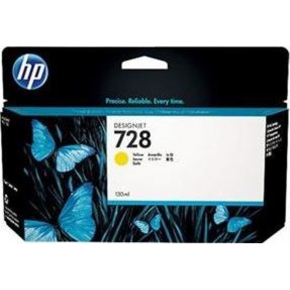 Cartucho de Tinta HP 728 - Amarela 130 ml - F9J65A para Plotter HP T730 e T830