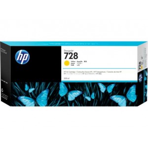 Cartucho de Tinta HP 728 - Tinta Amarelo (Y) 300 ml - F9K15A para Plotter HP T730 e T830