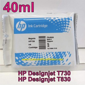 Cartucho de Tinta HP 728 - Tinta Magenta  (M) 40ml - F9J62A para Plotter HP T730 e T830 sem caixa