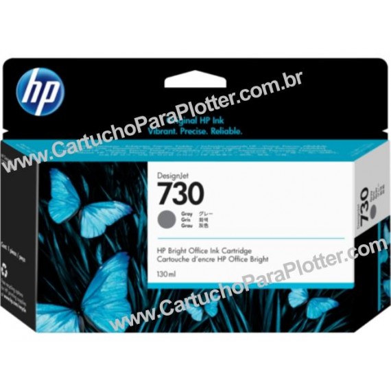 Cartucho de Tinta HP 730 Cor Cinza 130 ml - P2V66A