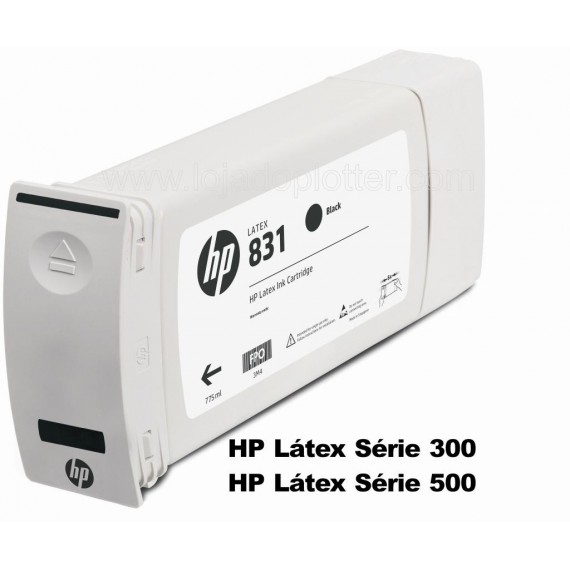Cartucho Plotter HP Latex cor Preto HP 831A de 775ml Plotter HP - CZ682A